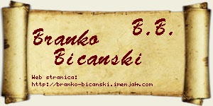 Branko Bičanski vizit kartica